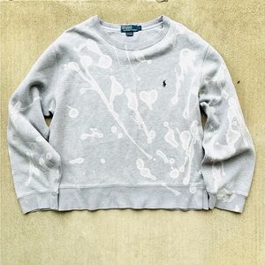 Polo Ralph Lauren Sweatshirt Womens Size Large Crew Neck Gray Factory Dye